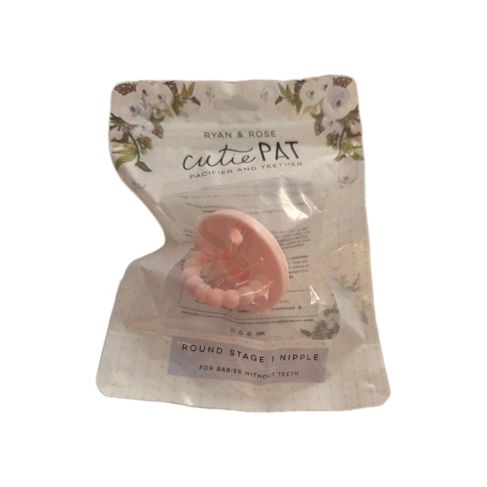 Ryan & Rose Cutie PAT Pacifier and Teether Round‎ Stage 1 Nipple Pink New